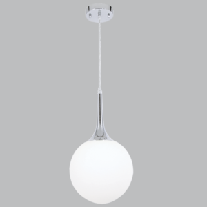 Brightstar PEN284/1 Polished Chrome Pendant Light with Opal Glass