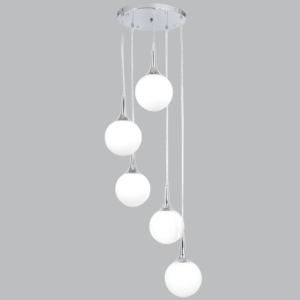 Brightstar PEN284/5 Polished Chrome Pendant Light with Five Opal Glass Balls