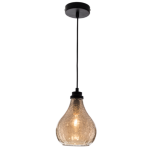 Brightstar PEN414 Amber Glass and Metal Contemporary Pendant Light