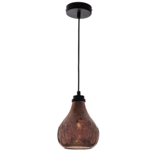 Brightstar PEN416 Rose Copper Glass Metal Cord Pendant Light