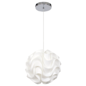 Brightstar PEN421/1 White Polypropylene Pendant Light with Polished Chrome Detail