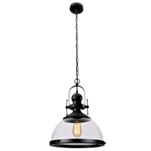 Brightstar PEN448 Black Metal Pendant with Clear Glass