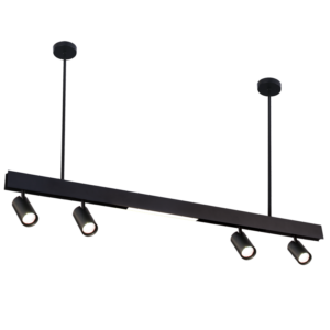 Brightstar PEN464 Matt Black Adjustable LED Track Pendant with 50W 4000K Light and Spotlights