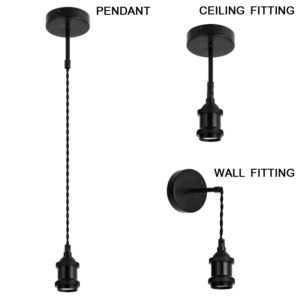 Brightstar PEN500 Matt Black 3-in-1 DIY Ceiling, Pendant, or Wall Fitting