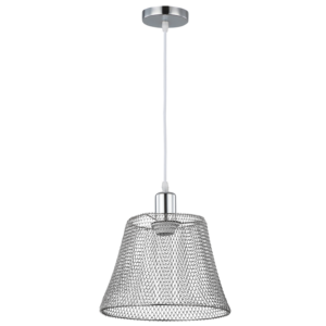Brightstar PEN517 Polished Chrome Steel Mesh Pendant with White Cord
