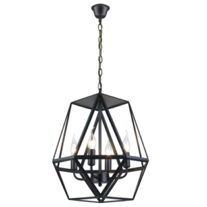 Brightstar PEN528/4 Black Metal Pendant Light with Four SES Bulbs