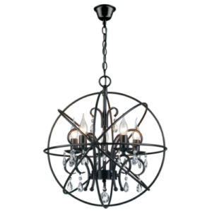 Brightstar PEN529/5 Black Metal Pendant with Crystals (5 x 60W SES)