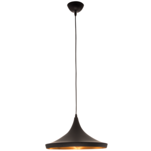 Brightstar PEN545 Black/Gold Metal Pendant Light with Gold Inner