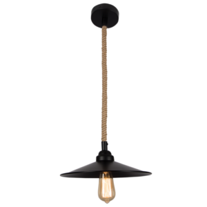 Brightstar Black Metal and Rope Pendant Light (300mm)