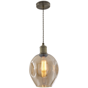Brightstar PEN612 Antique Brass Pendant with Amber Glass