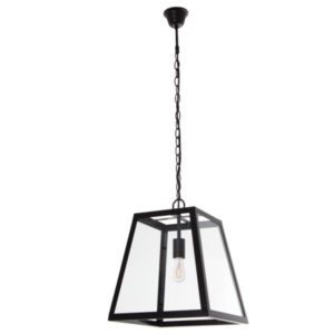 Brightstar Black Metal Pendant with Clear Glass Panels