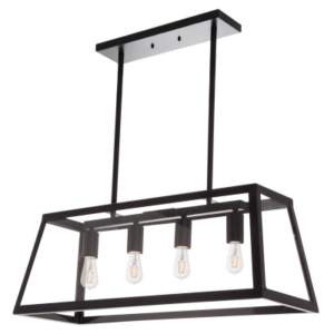 Brightstar PEN717 Black Metal Pendant with 4 Clear Glass Panels