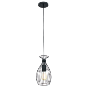 Brightstar PEN727/1 Black Metal Cord Pendant Light - 160mm Wide, Modern Design