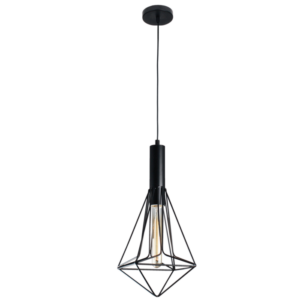 Brightstar PEN728 Black Metal Cord Pendant Light - 180mm Wide, Modern Design