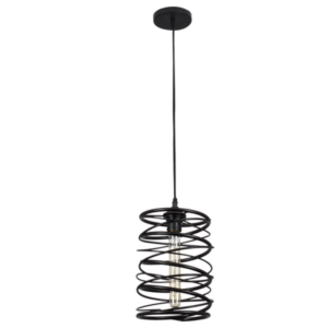 Brightstar PEN751 Black Metal Pendant Light - 195mm Wide, 60W ES Bulb Compatible
