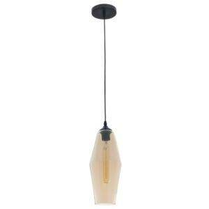 Brightstar PEN756 Amber Glass Pendant Light with 1 x 60W ES Bulb Capability