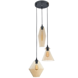 Brightstar PEN757/3 Amber Glass Three-Light Pendant