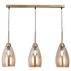 Brightstar PEN814/3 Gold Metal Pendant with Amber Glass (3 x 40W SES)