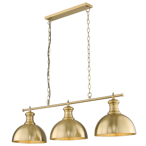 Brightstar Antique Gold 3-Light Metal Cord Pendant Light