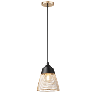 Brightstar PEN863 Black and Gold Metal Cord Pendant Light - 140mm Wide