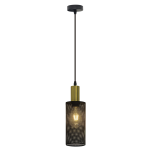 Brightstar PEN873/1 Black and Gold Metal Cord Pendant Light - Modern Elegance
