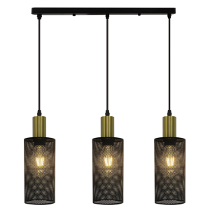 Brightstar PEN874/3 Black and Gold Metal Cord Pendant Light