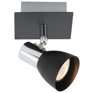 Brightstar S056/1 Black Polished Chrome and Matt Black Spotlight