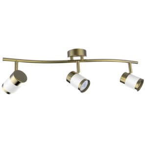 Brightstar S172/3 Satin Brass and Matt White 3-Light Spotlight