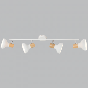 Brightstar S401/4 White Metal Spotlight with Wood Finish and Polished Chrome, 4-Light, 700mm