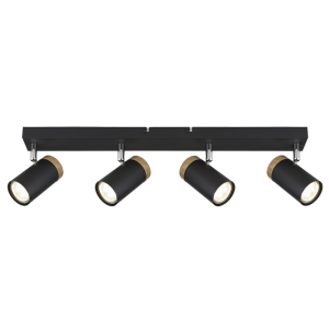 Brightstar S412/4 Black Spotlight with Wood Finish - Four-Bulb Fitting