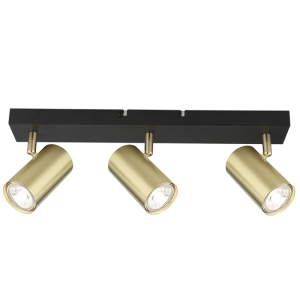 Brightstar S418/3 Black and Gold Satin Brass 3-Light Metal Spotlight
