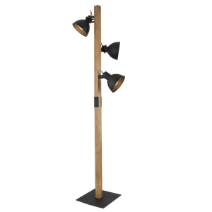 Brightstar SL413 Black Metal and Wood Standing Lamp with On/Off Foot Switch