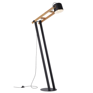 Brightstar SL414 Black Adjustable Metal and Wood Standing Lamp with Foot Switch