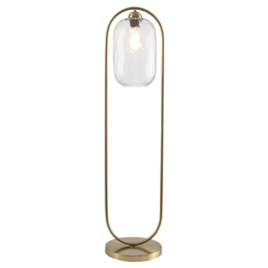 Brightstar SL422 Brass Metal Floor Lamp with Clear Wavy Glass and Foot Switch