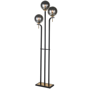 Brightstar SL424 Smoke Metal Floor Lamp with Antique Brass Accents and Foot Switch