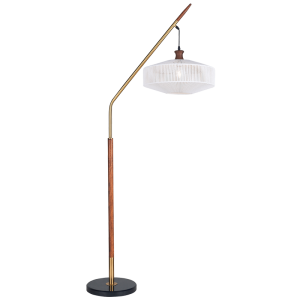 Brightstar SL429 Gold & Wood Standing Lamp with Hemp Rope Detail and Black Marble Base