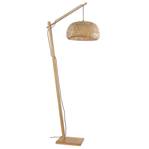 Brightstar SL431 Wood and Metal Floor Lamp with Bamboo Shade