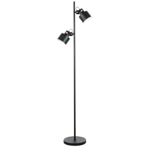 Brightstar SL436 Matt Black & Copper Standing Lamp with Foot Switch - 2 x 40W ES