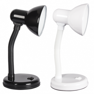 Brightstar TL005 Metal Desk Lamp with Flexible Arm, 1 x 60W ES, Black/White