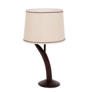 Brightstar TL067 Wood Resin Table Lamp with Hessian Shade