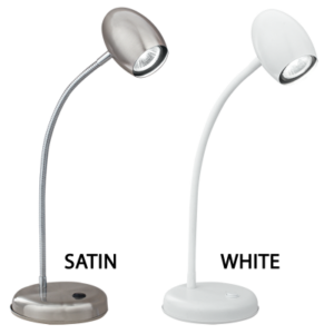 Brightstar TL140 Desk Lamp - Adjustable Gooseneck Arm, 1x50W GU10, Satin/White