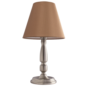 Brightstar TL149 Beige Satin Table Lamp with Satin Chrome Base