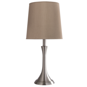 Brightstar TL155 Satin Chrome Table Lamp with Hessian Fabric Shade