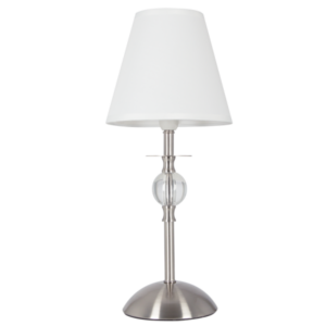 Brightstar TL187 Satin Chrome and Clear Acrylic Table Lamp with White Shade