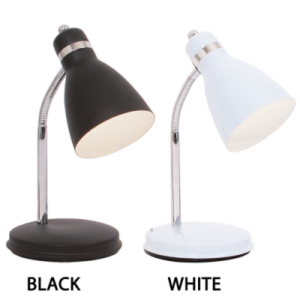 Brightstar TL310 Metal Desk Lamp with Flexible Arm, Black/Silver/White