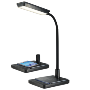 Brightstar TL627 Black LED Desk Lamp with QI Wireless Charger and Adjustable Color Temperature