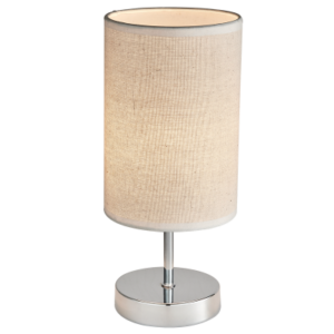 Brightstar TL629 Polished Chrome Table Lamp with Hessian Fabric Shade