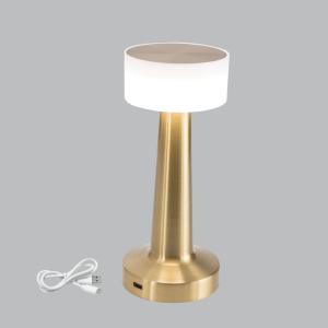 Brightstar TL666 Antique Brass Rechargeable LED Table Lamp, 3 CCT, Dimmable