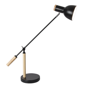 Brightstar TL670 BLACK Adjustable Metal and Wood Table Lamp