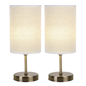Brightstar TL679 Antique Brass Table/Floor Lamp Twin Pack with Hessian Shade